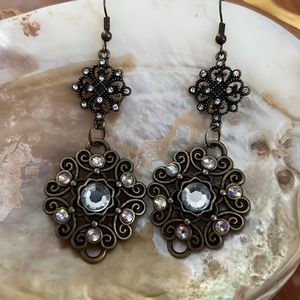 Antique Brass Medallion Earrings.